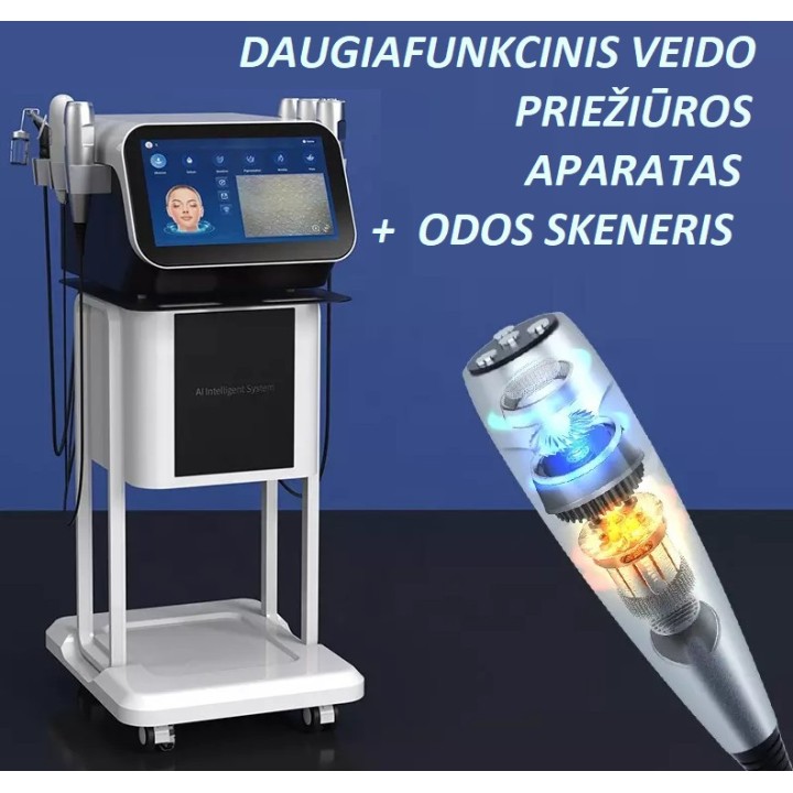 Daugiafunkciniu veido priežiūros aparatas su odos | Medisa.lt