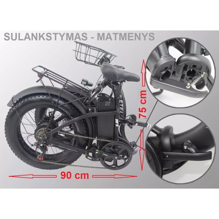 Galingas Sulankstomas Elektrinis Dviratis 1000 W 48 V 35 | Medisa.lt