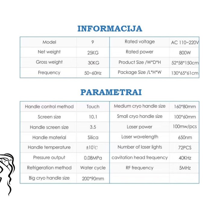 Krioterapijos kriolipolizės RF Lipo Lazerio aparatas | Medisa.lt